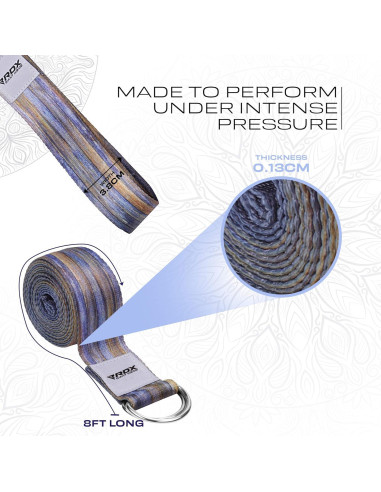 Correa de Yoga RDX 2.44m Ajustable Poliester Algodón