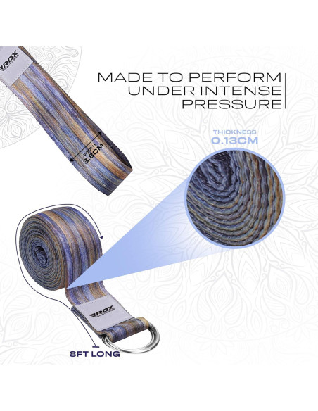 Correa de Yoga RDX 2.44m Ajustable Poliester Algodón