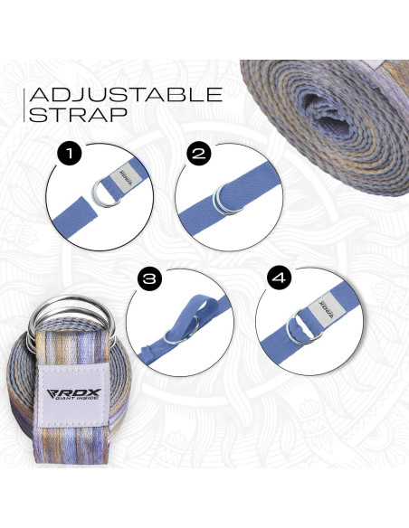 Correa de Yoga RDX 2.44m Ajustable Poliester Algodón