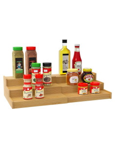 Organizador de Especias Expandible Lenwi 3 Niveles Bambú