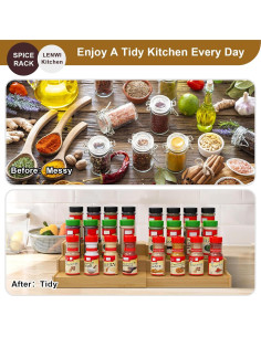 Organizador de Especias Expandible Lenwi 3 Niveles Bambú 2