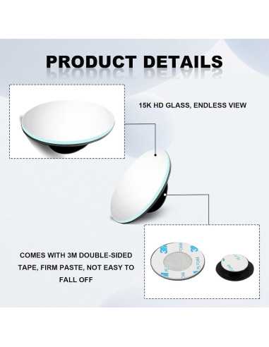 Espejos de Punto Ciego CmeRto 2 Piezas Redondos 5 cm Ajustables