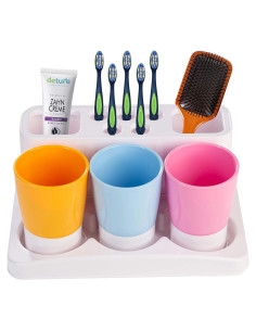 Soporte para Cepillos de Dientes Aebeky con 3 Tazas de Enjuague