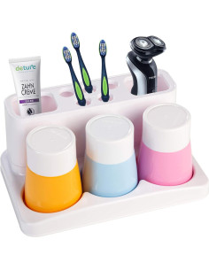 Soporte para Cepillos de Dientes Aebeky con 3 Tazas de Enjuague 2