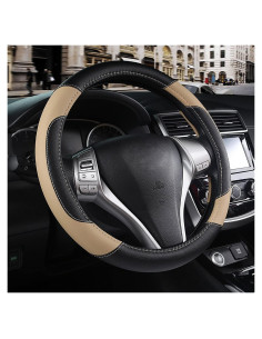 Cubierta de Volante de Coche SZTTSWAMP Beige 38cm Antideslizante