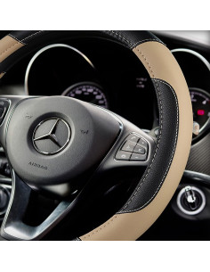 Cubierta de Volante de Coche SZTTSWAMP Beige 38cm Antideslizante 2