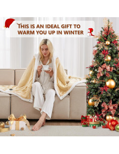 Manta Eléctrica Calefactable JKMAX Beige 101.6x177.8cm 10 Niveles 2