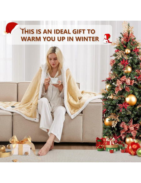 Manta Eléctrica Calefactable JKMAX Beige 101.6x177.8cm 10 Niveles