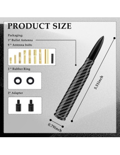 Antena de Bala Turcee para Coche Fibra de Carbono Negra 2