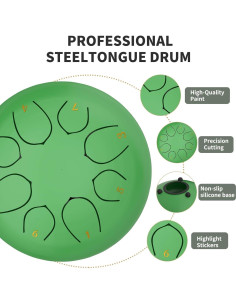 Tambor de Lluvia MENGBEI 15.24 cm Verde Frijol con Baquetas 2