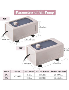 Bomba de Aire HITOP 5W 110GPH para Acuario 20-757L Silenciosa 2