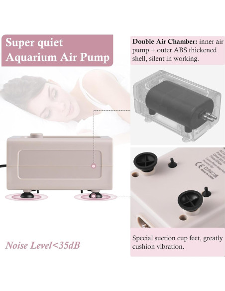 Bomba de Aire HITOP 5W 110GPH para Acuario 20-757L Silenciosa