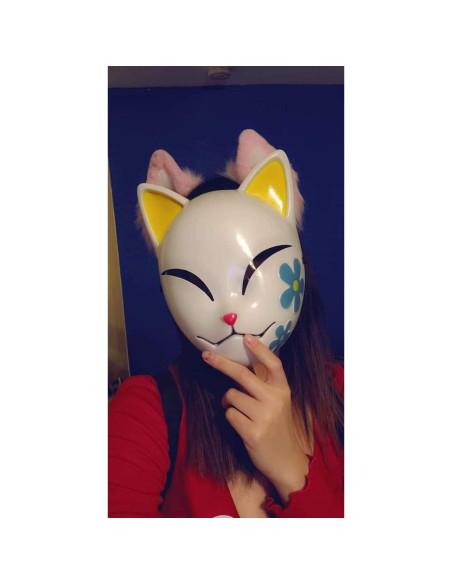 Máscara de Cosplay Halloween Damdos Makomo Tanjirou 18x24 cm