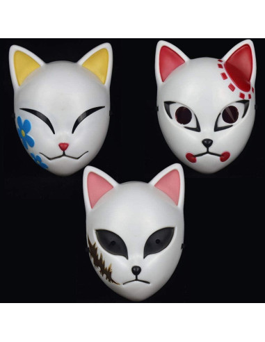 Máscara de Cosplay Halloween Damdos Makomo Tanjirou 18x24 cm