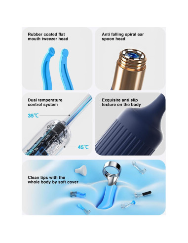 BEBIRD Earsight Plus Kit Limpiador de Cerumen HD WiFi Azul