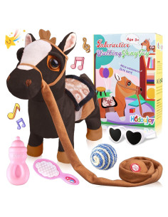 Pony de Peluche Interactivo Negro WANGLIANJIN 30x11x26 cm