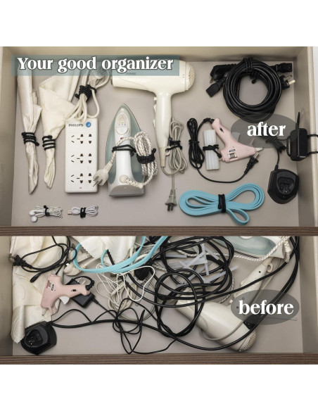 8 Sujetadores de Cable de Silicona HTHOOOOOME 10.16 cm Negro