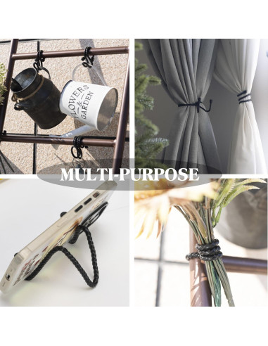 8 Sujetadores de Cable de Silicona HTHOOOOOME 10.16 cm Negro