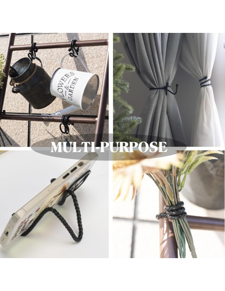 8 Sujetadores de Cable de Silicona HTHOOOOOME 10.16 cm Negro