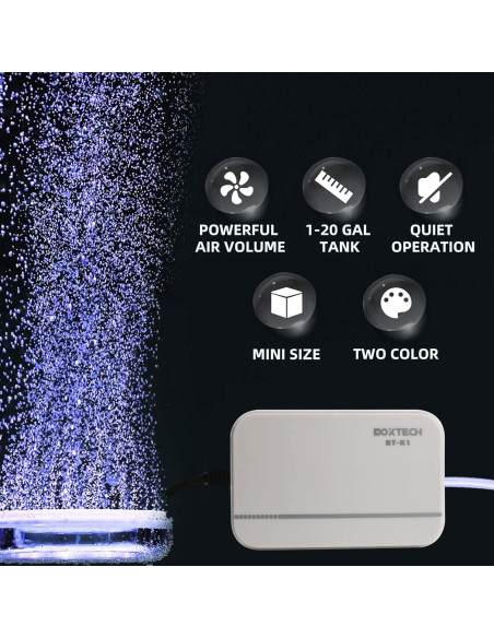 Bomba de Aire Boxtech Ultra Silenciosa 2W para Acuario 11.4-113.6L