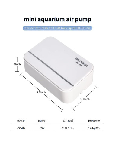 Bomba de Aire Boxtech Ultra Silenciosa 2W para Acuario 11.4-113.6L