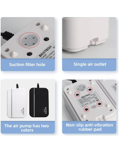 Bomba de Aire Boxtech Ultra Silenciosa 2W para Acuario 11.4-113.6L