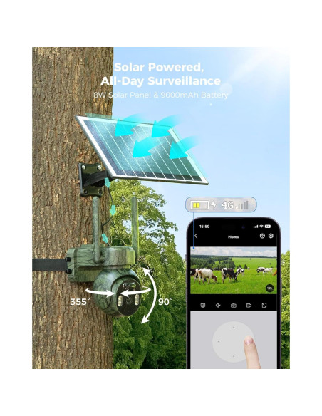 Cámara de Seguridad Hiseeu 4G Solar Inalámbrica 2K Exterior