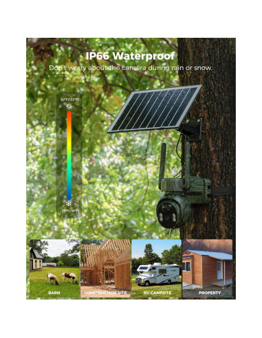 Cámara de Seguridad Hiseeu 4G Solar Inalámbrica 2K Exterior