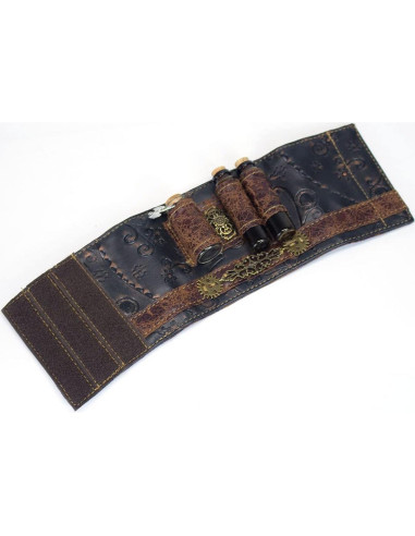 Muñequera Arm Bracer Cuff de Cuero Sintético con Frascos Vidrio