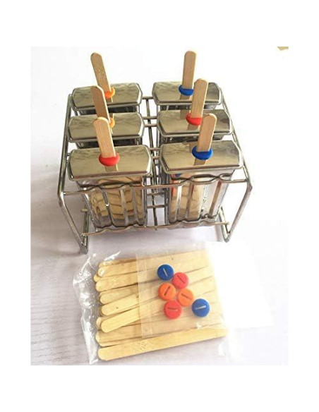 Moldes de Paletas de Acero Inoxidable Pizety - 6 Cavidades 100ml