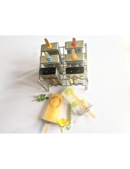 Moldes de Paletas de Acero Inoxidable Pizety - 6 Cavidades 100ml