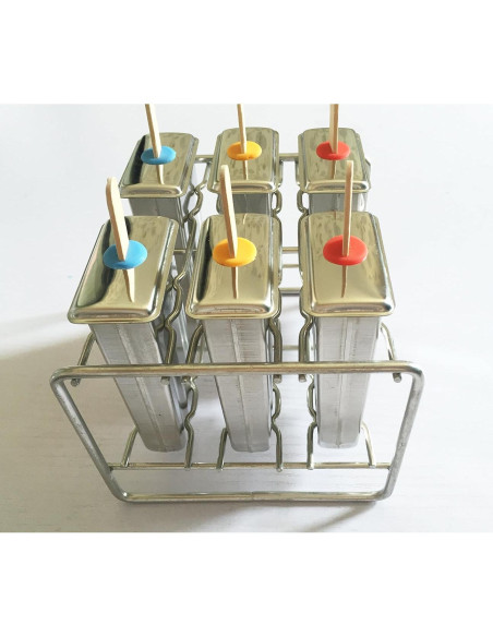 Moldes de Paletas de Acero Inoxidable Pizety - 6 Cavidades 100ml