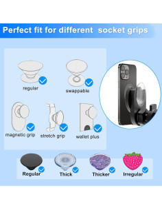 Soporte para teléfono en ranura de CD JIAYUE negro compatible con Pop Socket 2