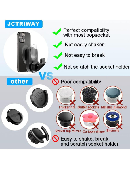 Soporte para teléfono en ranura de CD JIAYUE negro compatible con Pop Socket Soporte para teléfono en ranura de CD JIAYUE negro compatible con Pop Socket