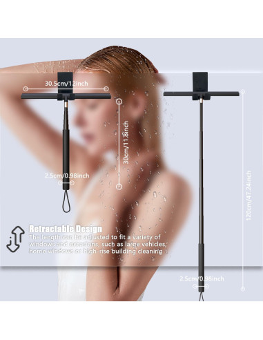Limpiaparabrisas de Ducha Telescópico LORESJOY 120 cm Negro