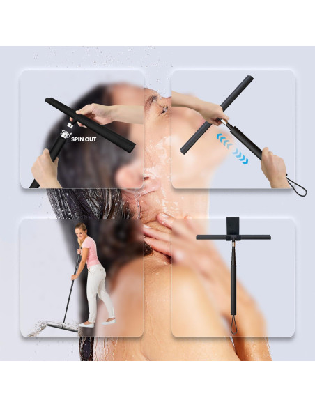 Limpiaparabrisas de Ducha Telescópico LORESJOY 120 cm Negro