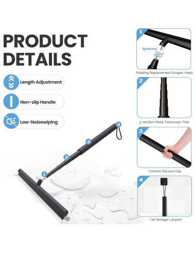 Limpiaparabrisas de Ducha Telescópico LORESJOY 120 cm Negro