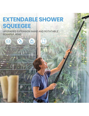 Limpiaparabrisas de Ducha Telescópico LORESJOY 120 cm Negro