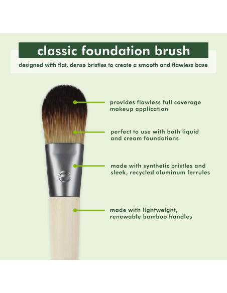 Brocha de Fundación EcoTools Clásica - Cerdas Sintéticas 1 Unidad