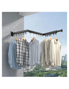 Perchero Plegable KLEVERISE Montado en Pared 100kg Negro