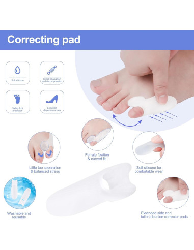 Separadores de Dedo Pequeño de Gel DYKOOK - 3 Pares para Bunionette