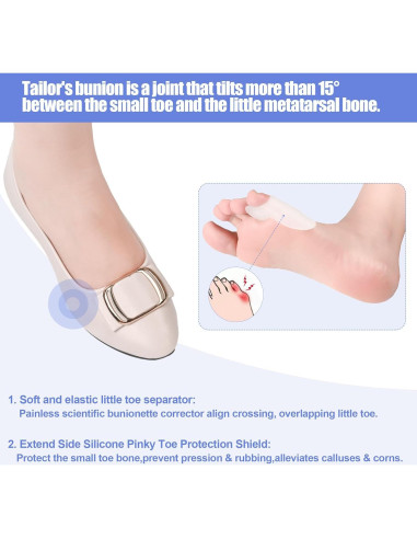 Separadores de Dedo Pequeño de Gel DYKOOK - 3 Pares para Bunionette