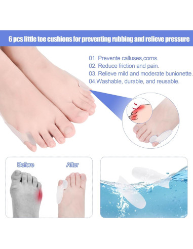 Separadores de Dedo Pequeño de Gel DYKOOK - 3 Pares para Bunionette