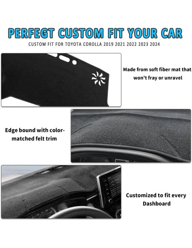 Cubierta del Tablero HEDAQI para Toyota Corolla 2019-2025 Negra