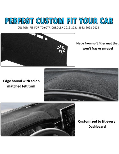 Cubierta del Tablero HEDAQI para Toyota Corolla 2019-2025 Negra
