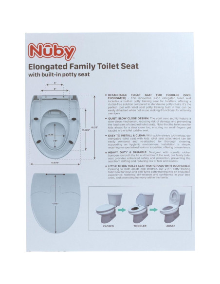 Asiento de Inodoro Familiar Nuby - Entrenamiento para Baño Alargado