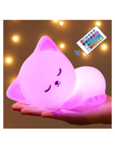 Luz Nocturna Mubarek Gato Kawaii 16 Colores Control Remoto