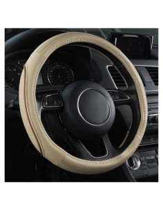 Cubierta de Volante de Cuero CAR PASS Beige Universal 37-38 cm