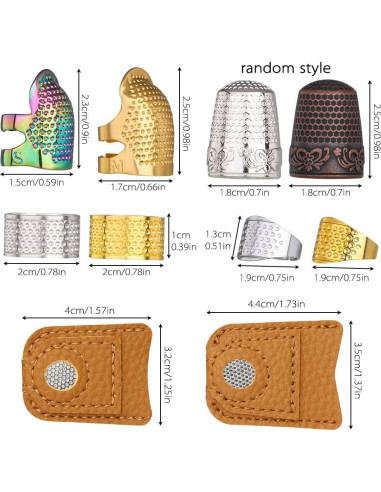 10 Dedales de Costura JNENERY Ajustables de Metal y Cuero