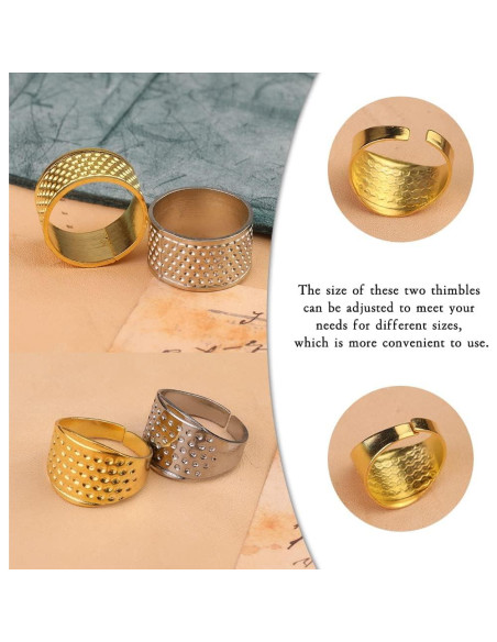 10 Dedales de Costura JNENERY Ajustables de Metal y Cuero